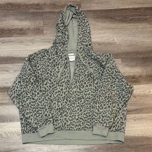American Eagle Outfitters Green Leopard Print Hoodie
